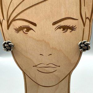 Vintage Distressed Knot Earrings, Great Grunge Vibes, Silver Tone Screw Back